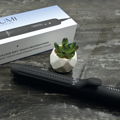 Plancha y rizador de pelo profesional con tacto suave