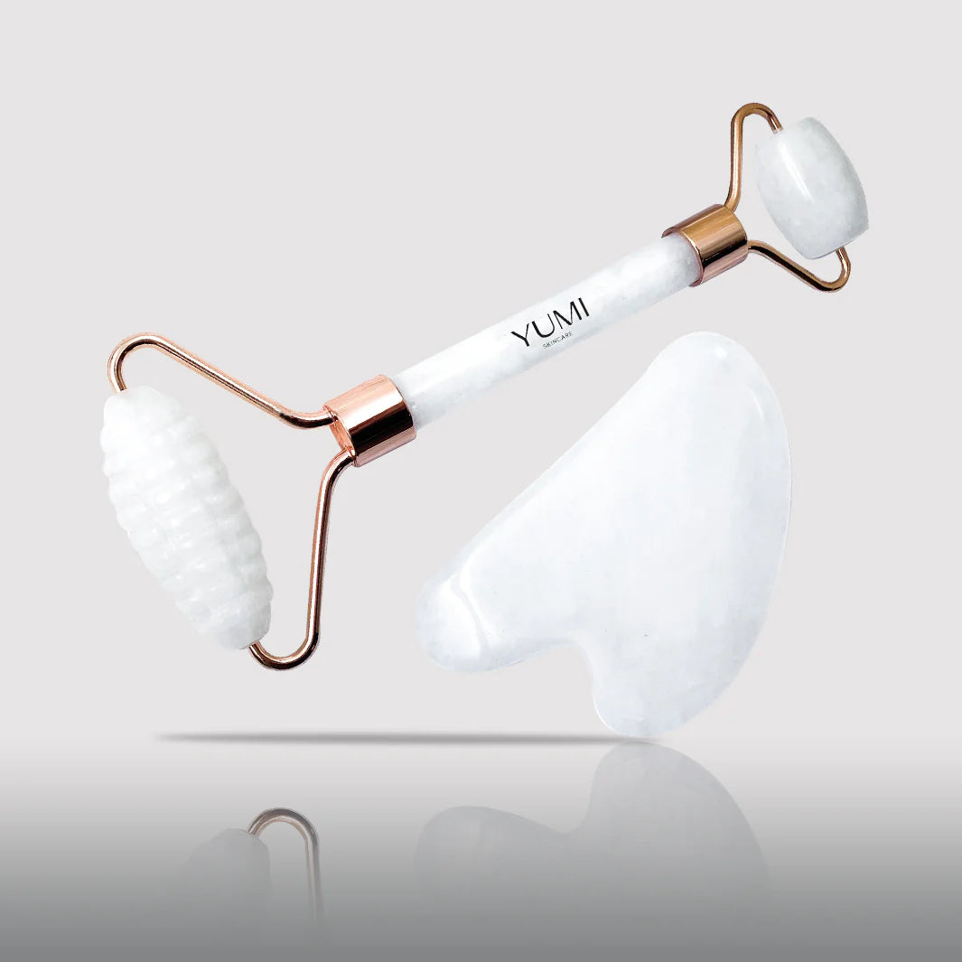 Juego de rodillo de jade y gua sha