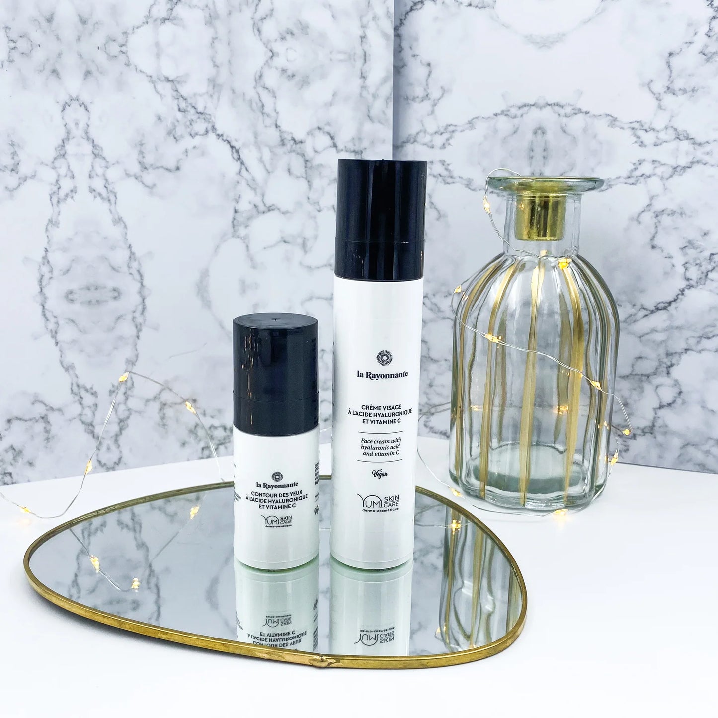 Cuidado del contorno de ojos con ácido hialurónico y vitamina C